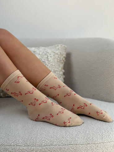 Chaussettes à motifs Teckel - Beige Chaussettes à motifs Teckel - Beige