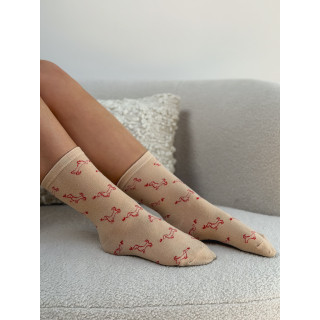 Chaussettes à motifs Teckel - Beige