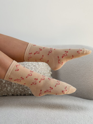 Chaussettes à motifs Teckel - Beige Chaussettes à motifs Teckel - Beige