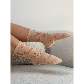 Chaussettes à motifs Teckel - Beige