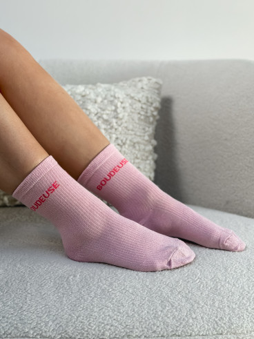 Chaussettes "Boudeuse" - Rose clair