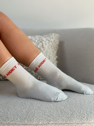 Chaussettes "Rosé addict" - Blanc