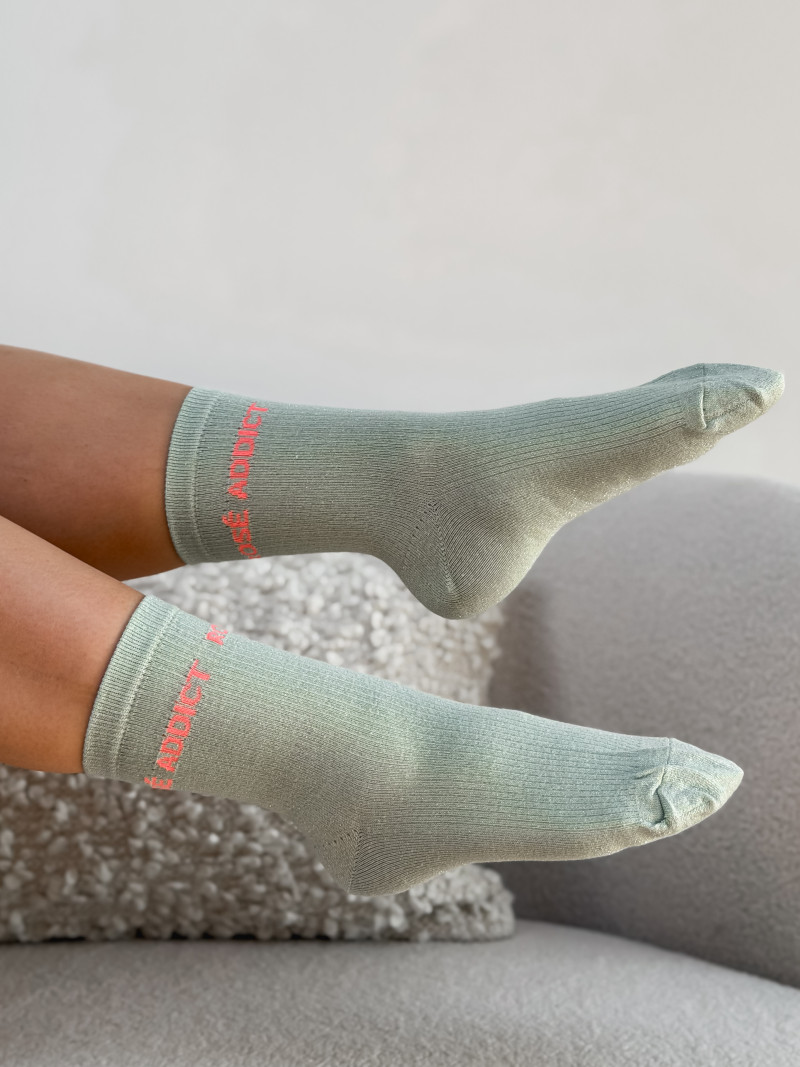 Chaussettes "Rosé addict" - Vert menthe