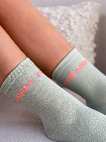 Chaussettes "Rosé addict" - Vert menthe