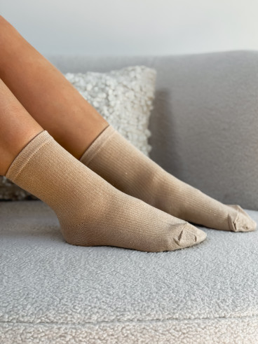 Chaussettes pailletées "Taïna" - Beige