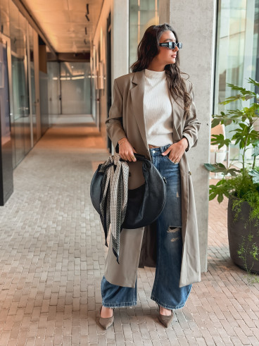 Long blazer oversize Mélodie Mélodie - Taupe Long blazer oversize Mélodie Mélodie - Taupe