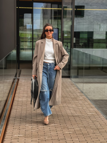 Long blazer oversize Mélodie Mélodie - Taupe Long blazer oversize Mélodie Mélodie - Taupe