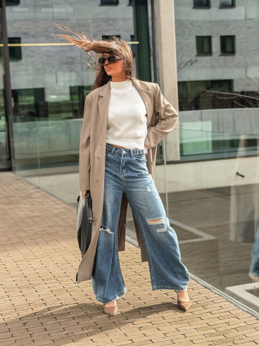 Long blazer oversize Mélodie Mélodie - Taupe Long blazer oversize Mélodie Mélodie - Taupe