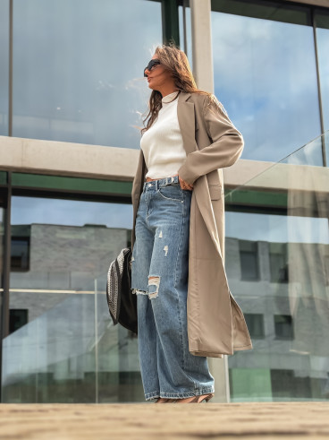 Long blazer oversize Mélodie Mélodie - Taupe Long blazer oversize Mélodie Mélodie - Taupe