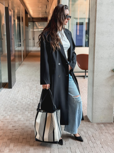 Long blazer oversize Mélodie - Noir