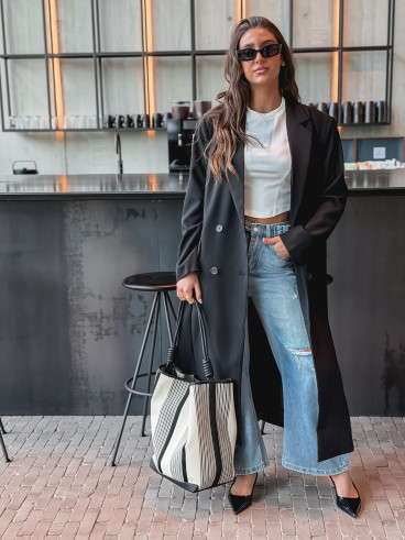 Long blazer oversize Mélodie - Noir