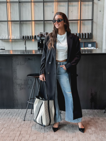 Long blazer oversize Mélodie - Noir