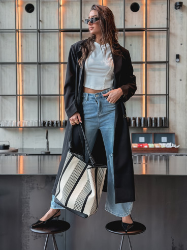 Long blazer oversize Mélodie - Noir