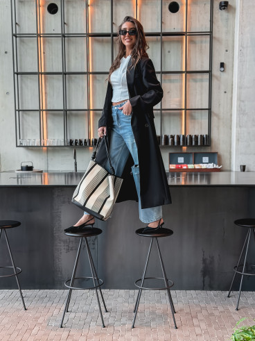 Long blazer oversize Mélodie - Noir