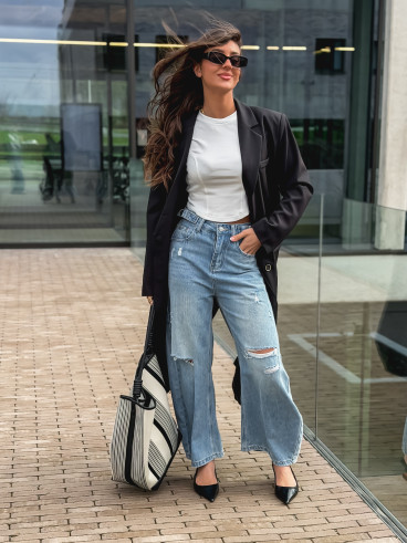 Long blazer oversize Mélodie - Noir