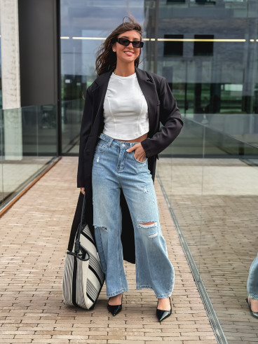 Long blazer oversize Mélodie - Noir