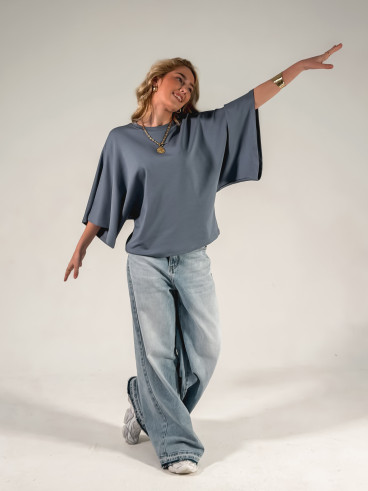 T-shirt Claire - Bleu jeans