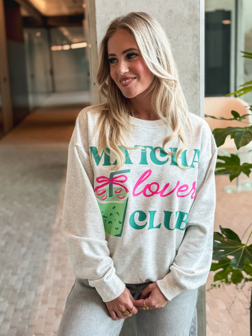 Pull "Matcha Lover" gris