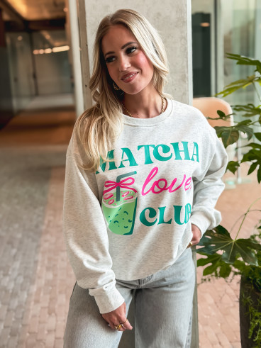 Pull "Matcha Lover" gris Pull "Matcha Lover" gris