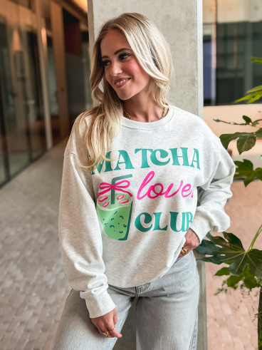 Pull "Matcha Lover" gris Pull "Matcha Lover" gris