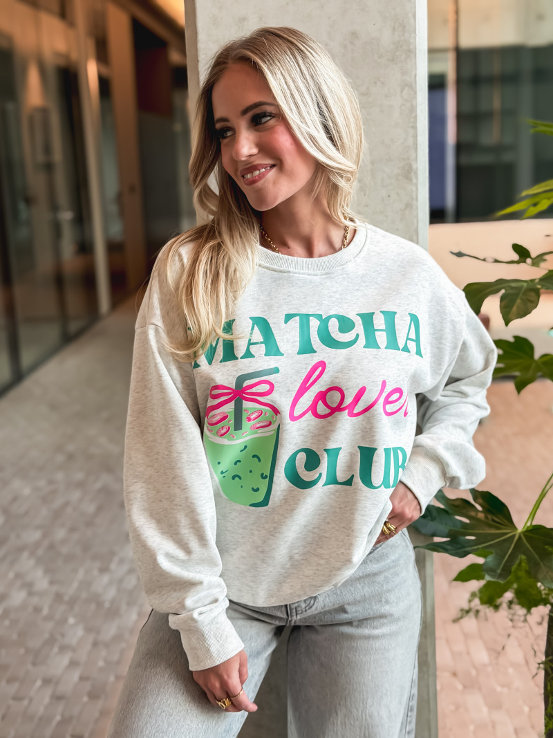 Pull "Matcha Lover" gris
