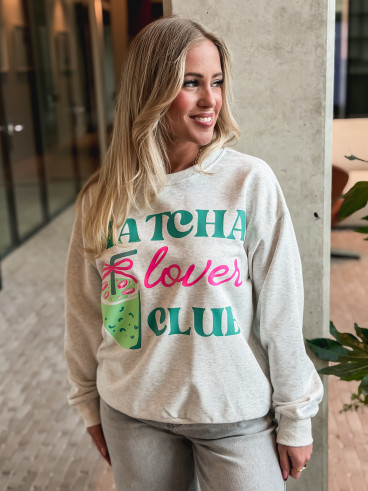 Pull "Matcha Lover" gris Pull "Matcha Lover" gris