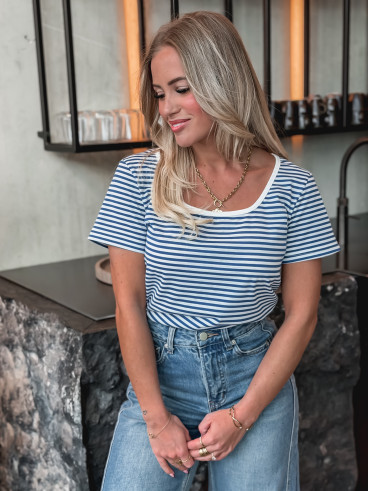 T-shirt ligné Aliana - Bleu