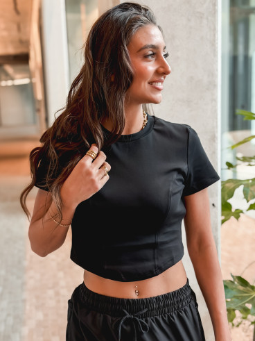 Crop t-shirt Magda - Noir