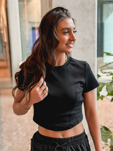 Crop t-shirt Magda - Noir