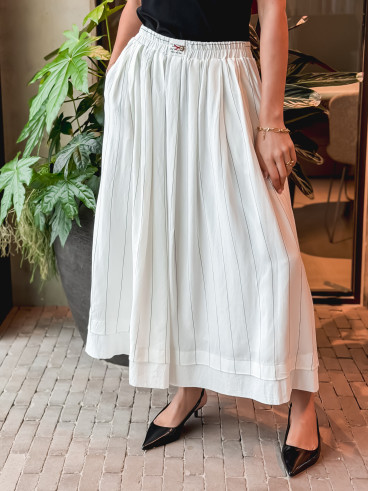 Jupe longue lignée Mallaury - Blanc