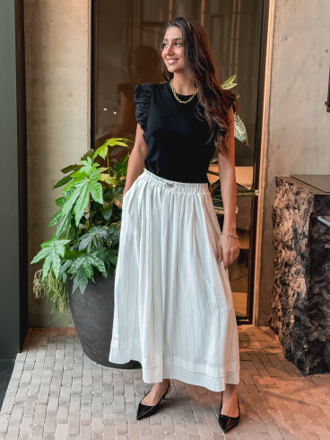 Jupe longue lignée Mallaury - Blanc