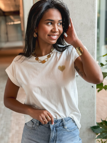 T-shirt Dina - Blanc/Jaune