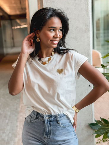 T-shirt Dina - Blanc/Jaune