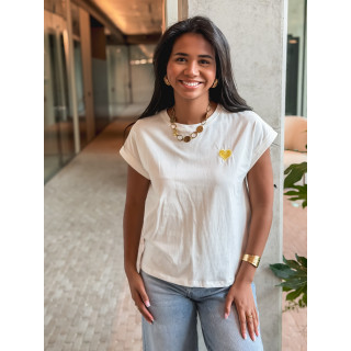 T-shirt Dina - Blanc/Jaune