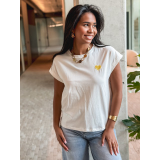 T-shirt Dina - Blanc/Jaune