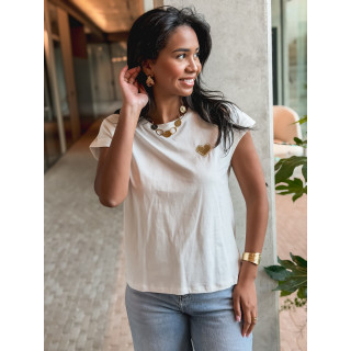 T-shirt Dina - Blanc/Jaune