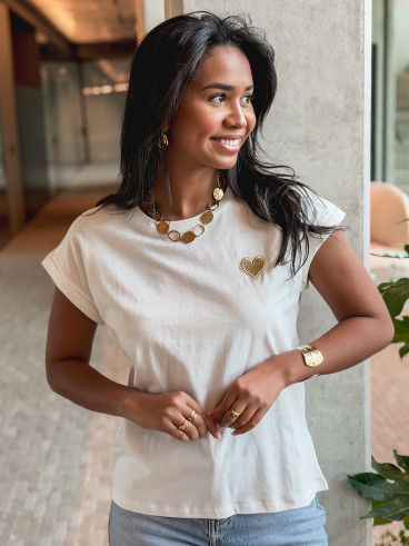 T-shirt Dina - Blanc/Jaune