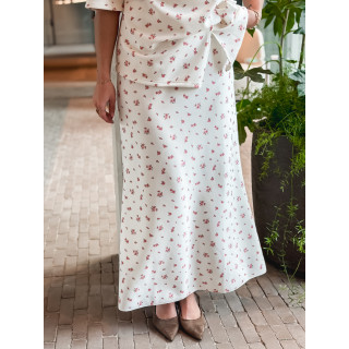 Jupe longue à fleurs Calathéa - Ecru