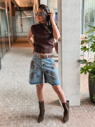 Pull sans manches Lydie - Chocolat