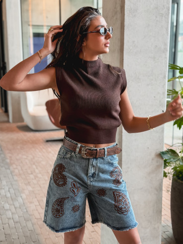 Blouse sans manches Lydie - Chocolat