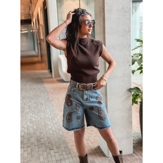 Blouse sans manches Lydie - Chocolat