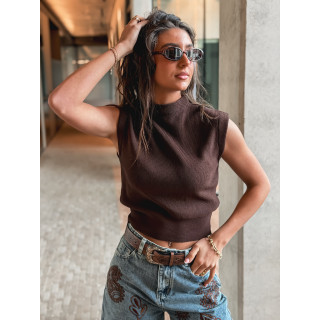 Blouse sans manches Lydie - Chocolat