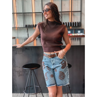 Pull sans manches Lydie - Chocolat