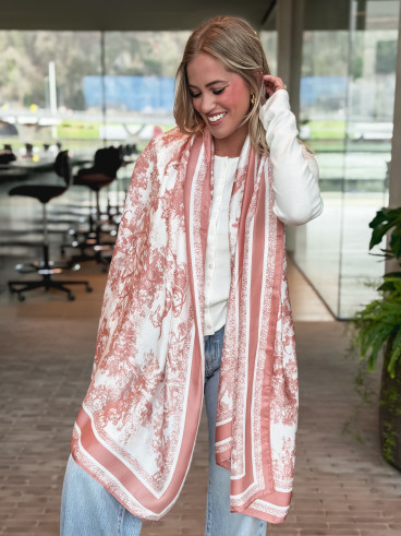 Foulard Tiziana - Rose/Ecru Foulard Tiziana - Rose/Ecru