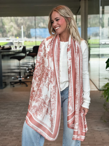 Foulard Tiziana - Rose/Ecru Foulard Tiziana - Rose/Ecru