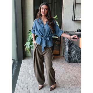 Blouse cache coeur en jeans Christina - Bleu