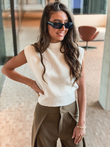 Blouse sans manches Lydie - Blanc