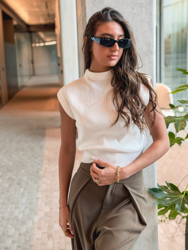 Blouse sans manches Lydie - Blanc