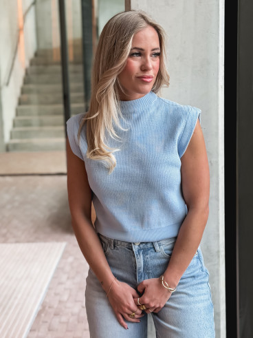 Pull sans manches Lydie - Bleu ciel