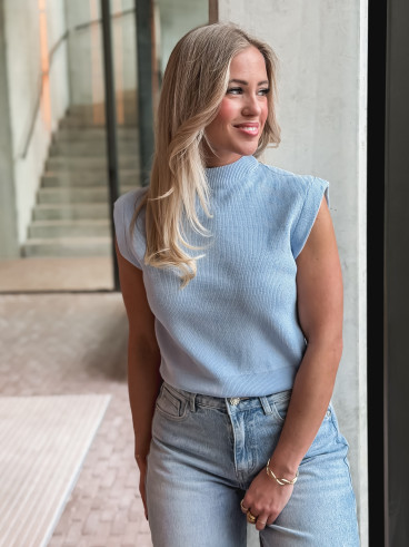 Pull sans manches Lydie - Bleu ciel Pull sans manches Lydie - Bleu ciel